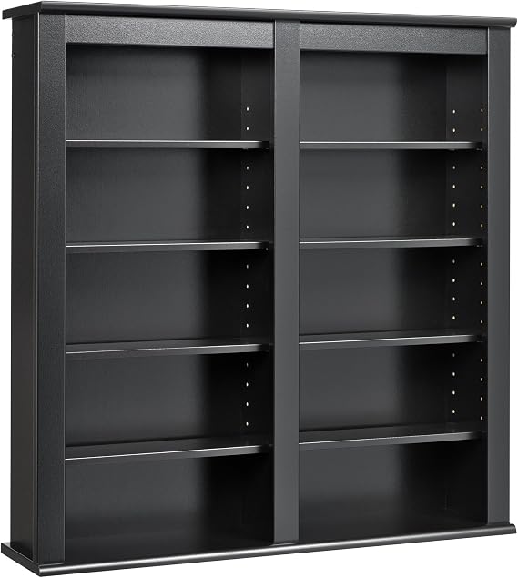 Prepac Double Floating CD DVD Wall Media Storage Rack, Black