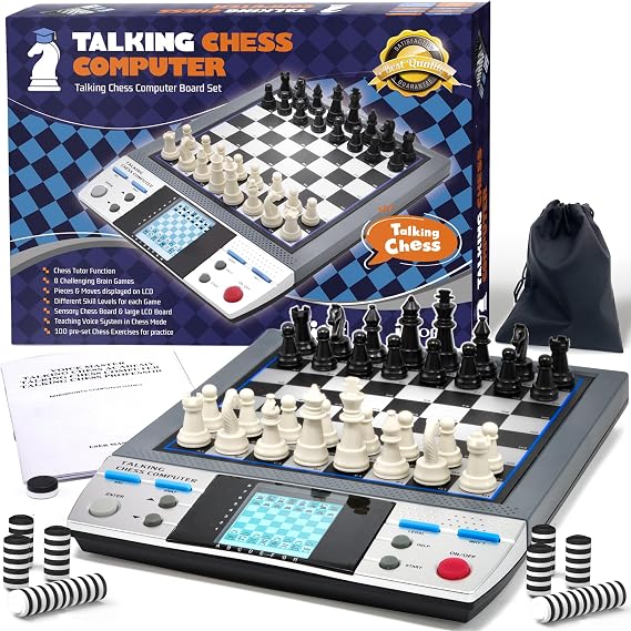 iCore Electronic Chess Set Pro Black: Talking Tutor, Learning Tactics, Ideal for Kids & Adults