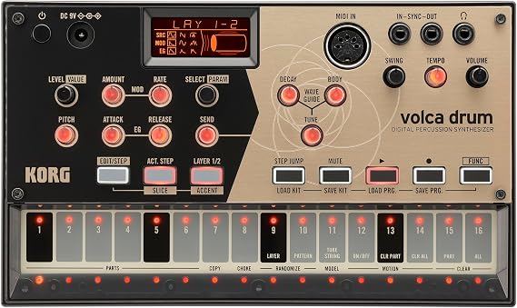 Korg Volca Drum Digital Percussion Synthesizer w/ 16-step Sequencer and Active Step