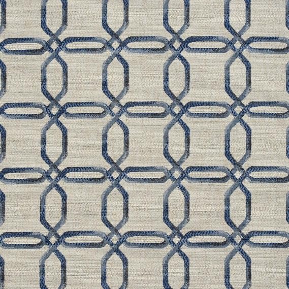 Blue Abstract Geometric Woven Pattern Upholstery Fabric by The Yard - SKU: Moore Cobalt