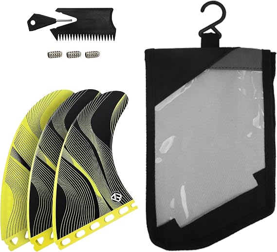 AQUBONA Surfboard Fins, Double Single Tab Fin, G5 G7 Fiberglass Honeycomb Thruster Fin Set, Replacement Fins for Stand up Paddleboard, Longboard with Comb Screws