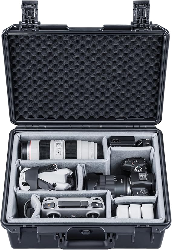 Lykus PVC1 Hard Case with Dividers for Cameras,Lenses,DJI Mavic/Air/Mini