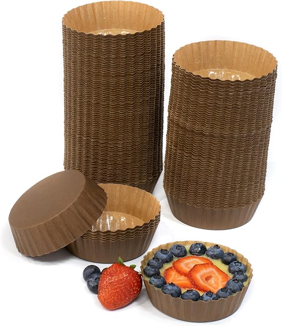 Ridged Paper Coated Baking Cup - Sturdy for Baking and Serving (150)