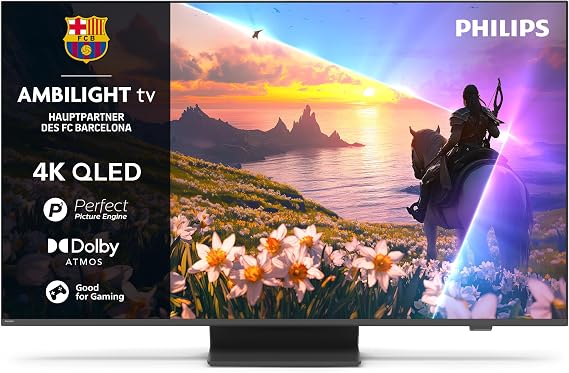 Philips Ambilight 65PUS8600 4K QLED Smart TV - 65 Inch Display with P5 Perfect Picture Engine Ultra HD Titan OS Dolby Vision and Dolby Atmos Sound [Energy Class F]