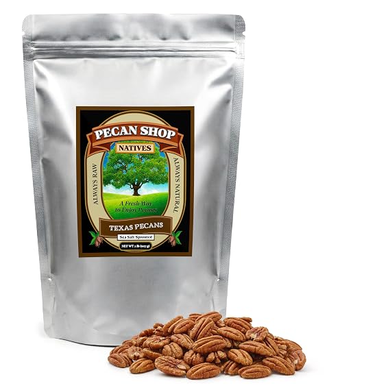 Pecan Shop Texas Native Pecan Halves for Snacking, Wild-Harvested, Sprouted, Lightly Sea Salted - (2 LB)