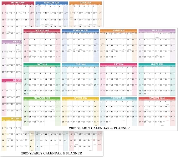 2026 Yearly Wall Calendar - Dry Erase Calendar 2026, Erasable Wall Calendar 2026, Jan 2026 - Dec 2026, 34.8'' 22.8'', 2-Sided Horizontal/Vertical