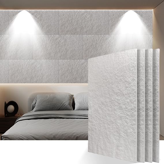 3D Faux Stone PU Wall Panels for Interior Decor, 4 Pieces, White