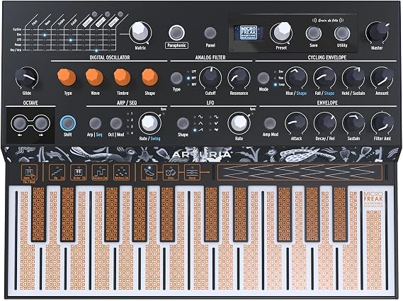 Arturia - MicroFreak Synthesizer Keyboard - 25-Key Hybrid Synth with PCB Keyboard, Wavetable & Digital Oscillators, Analog Filters Blue | 21 paraphone oscillator modes from physical modeling to wavetable, 25-key poly-aftertouch keybed, CV pitch gate and pressure
