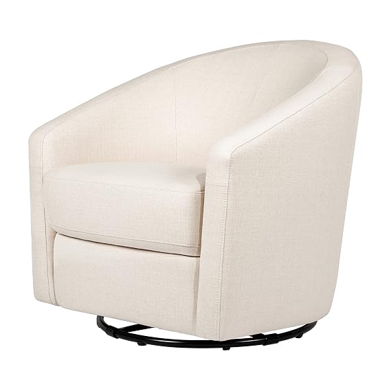 Babyletto Madison Swivel Glider in Performance Natural Eco-Twill, Water Repellent & Stain Resistant, Greenguard Gold and CertiPUR-US Certified