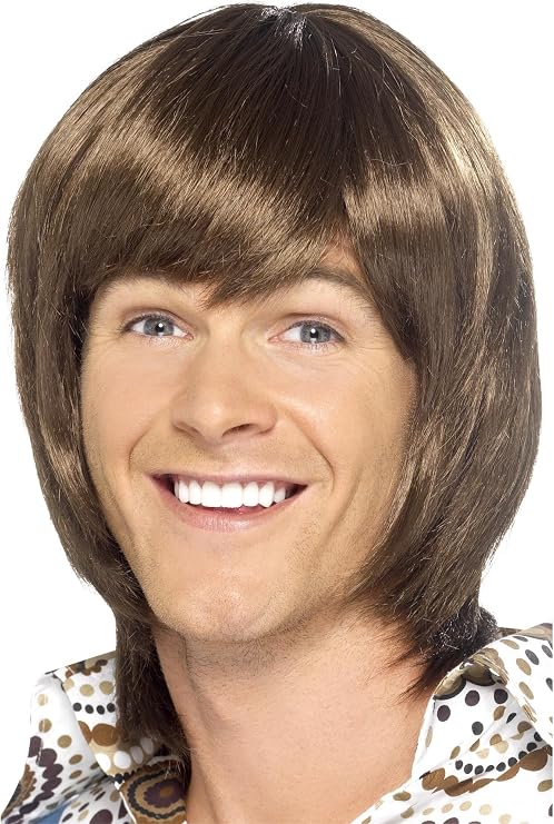 Smiffys mens 70s Heartthrob Costume Wig, Brown, One Size US
