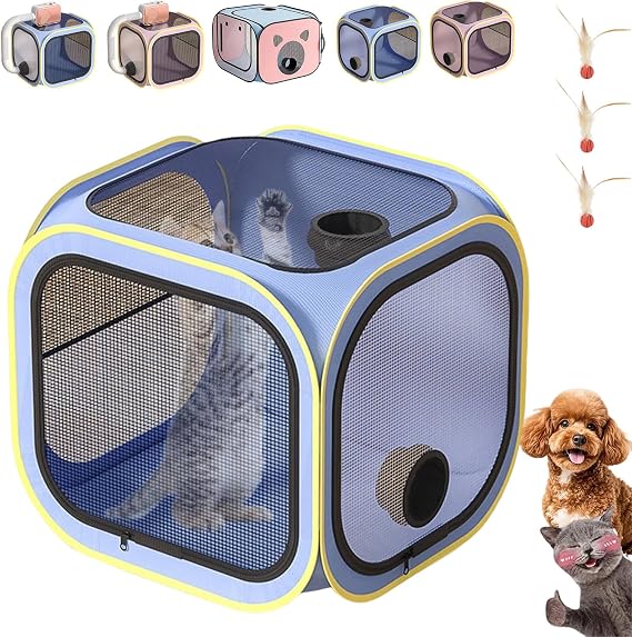 Cat Drying Box, Portable Foldable Pet Dryer Box, Anti-Hair Flying Pet Drying Box, Dog Hair Dryer, Pet Air Drying Box, Clean Grooming House Dryer Cage for Puppies Cats Small Dogs (A-Without Dryer)