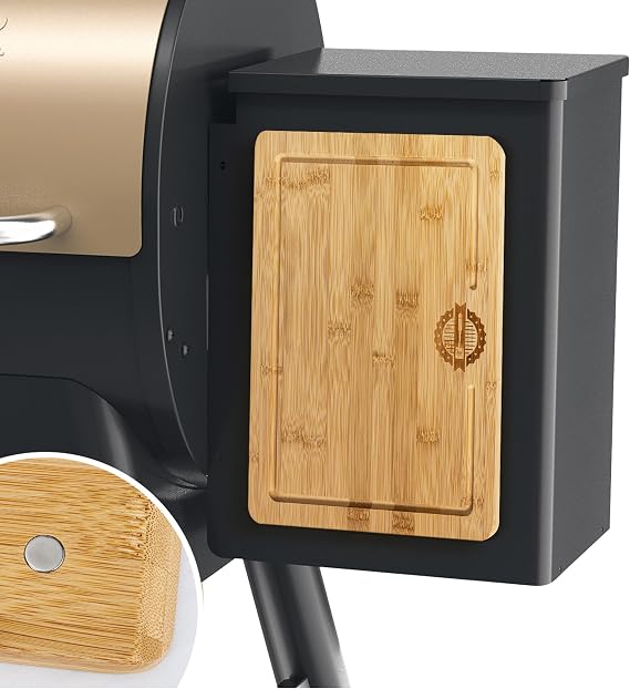 Magnetic Bamboo Cutting Board, Ideal for BBQ and Outdoor Cooking, Premium Bamboo Chopping Board with Strong Magnets to Securely Attach to Grill Side, Compatible with Traeger and Pit Boss Grills.