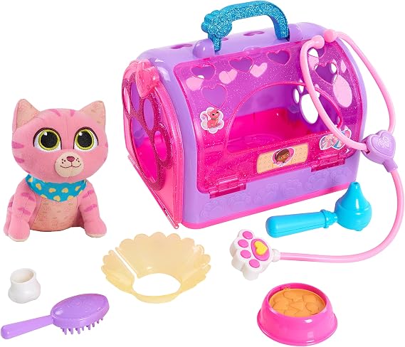 Just Play Disney Junior Doc McStuffins On-the-Go Pet Carrier and Accessories Whispers, 5.5-inch Plushie, Kids Toys for Ages 3 Up