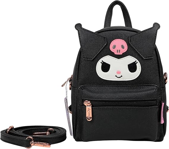 Blue Sky Studios Kuromi Mini Backpack, Small Kawaii Luxury Bag with Adjustable Straps, Cute Gifts Merchandise and Accessories - Hello Kitty & Friends