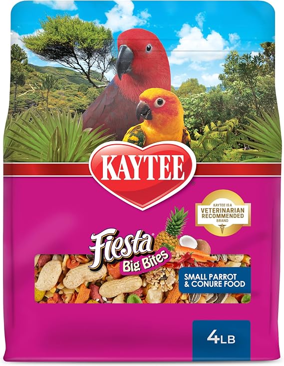 Kaytee Fiesta Big Bites Small Parrot & Conure Bird Food, 4 Pounds