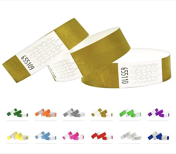 Tyvek Wristbands - 10000 Pack - Gold - 3/4" Tyvek Wristbands for Events