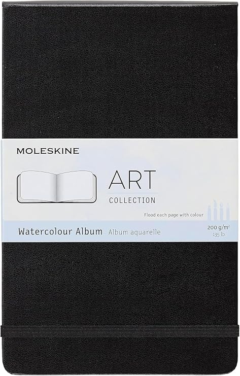 Moleskine Art Watercolor Album, Hard Cover, Plain/Blank, Large (5" x 8.25"), Black, 72 Pages