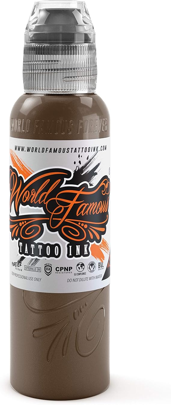 World Famous Brown Tattoo Ink, Vegan and Professional Ink, Made in USA, Tobacco Dock, 1 oz