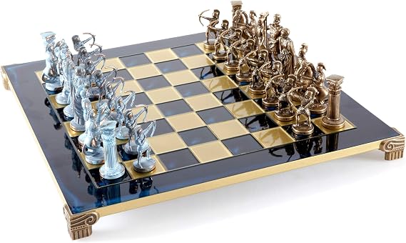 Archers Large Chess Set - Blue&Copper - Blue Chess Board