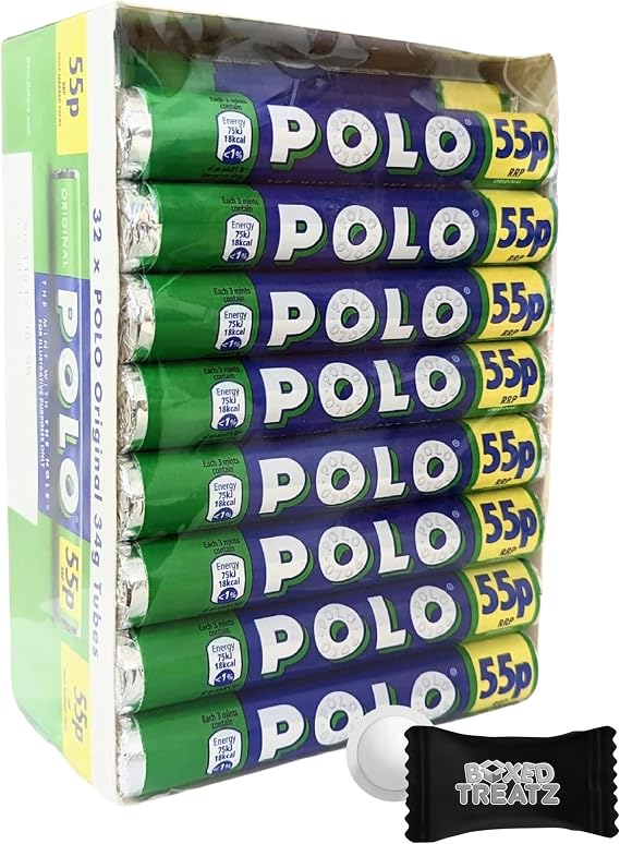 Polo Original Mints Bulk Pack – 32 x 34g Rolls Of Refreshing Peppermint Mints, Ideal Multipack For Long-Lasting Freshness Boxed Treatz
