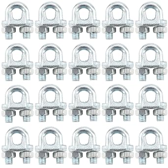 20 Pack 1/2 Inch Wire Rope Clamp, M12 Zinc Plated Wire Rope Clip, Carbon Steel Cable Clamps, U Bolt Saddle Fastener Clothesline Tightener, Silver