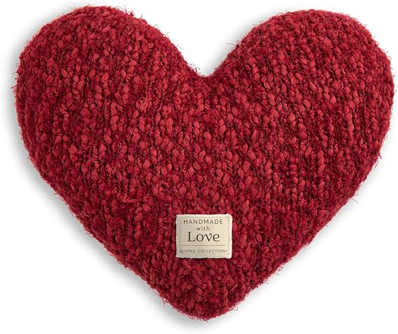 DEMDACO Giving Collection Cranberry Red Weighted Giving Heart, 1.85 lbs | Weighted Heart Pillow for Bedding, Decorative Throw Pillow, Meaningful Gift Idea, Handmade, Luxurious, Soft, and Cozy