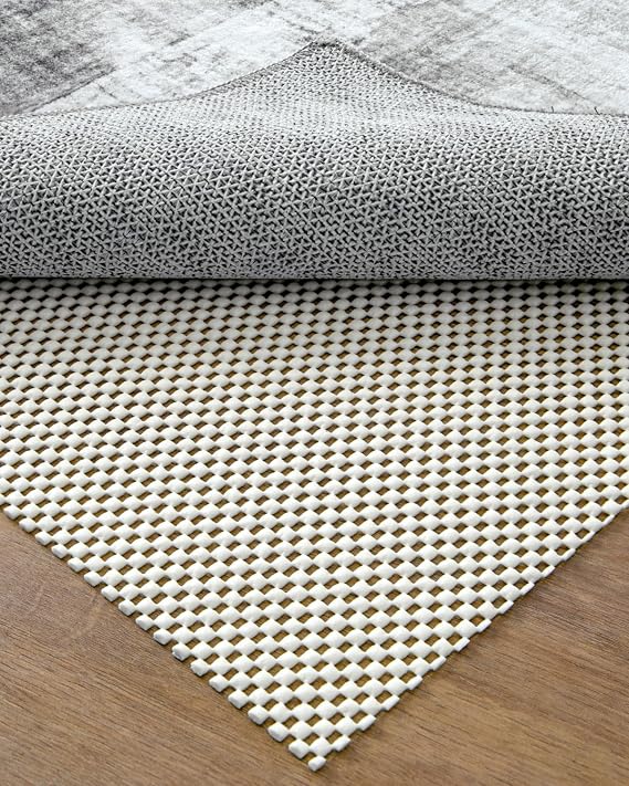 DEXI Rug Pad Gripper for Hardwood Tile Floor, 3x8 Non Slip Under Carpet Padding Cushioned, Waterproof Thick Walking Pads for Area Rugs, White