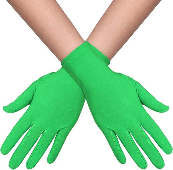Topbuti Adult Spandex Gloves, Women Men's Wrist Length Stretchy Short Opera Gloves for Halloween Costume 1920s Cosplay Party