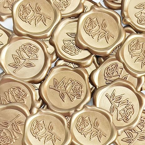 Pollize 50Pcs Rose Wax Seal Stickers, Wedding Invitation Envelope Stickers
