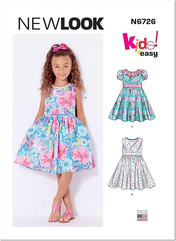 New Look UN6726A Easy to Sew Toddlers' and Children's Dress Sewing Pattern Kit, Code N6726, Sizes 1/2-1-2-3-4-5-6-7-8