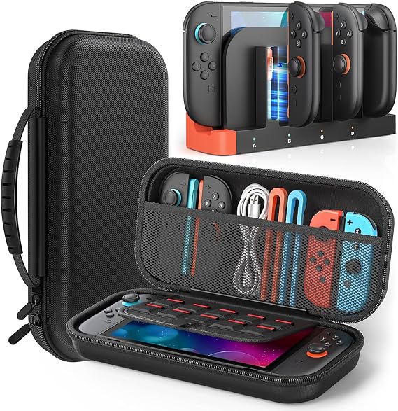 Klipdasse Switch 2 Lightweight Carrying Case + Wireless Charger Dock for Nintendo Switch 2