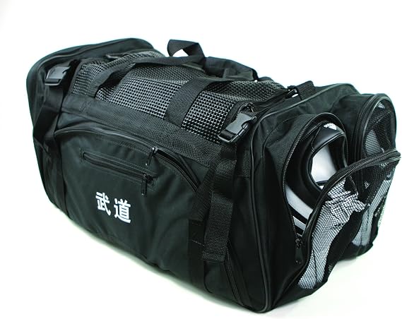 Martial Arts, Bag with Mesh Top/pocket 13"x27"x14" Boxing, MMA,Taekwondo Deluxe Equipment Bag, Black