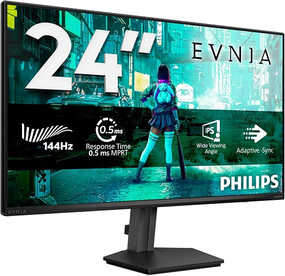 Philips Evnia 24M2N3200NF - 24 inch Full HD gaming monitor, 144 Hz, 4 ms, FreeSync, G-Sync comp. (1920x1080, HDMI 2.0, DisplayPort 1.4) black