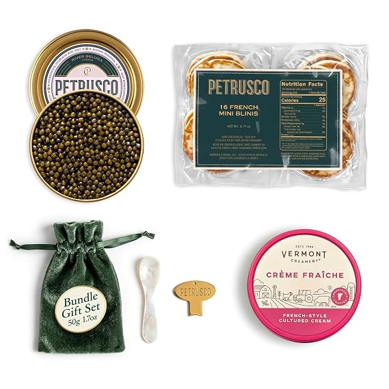 Petrusco Beluga Hybrid Caviar Gift Set Premium Gourmet Caviar 50g