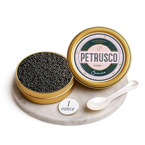 Petrusco American Paddlefish Caviar Spoonbill Roe Wild Caught 1oz Tin