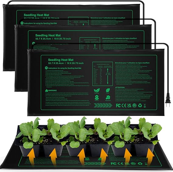 Seedling Heat mat | 3 Pack | Durable Waterproof | Heat Mats for Seed Starting,Seed Germination Heating Mat 10 x 20.75 Inch