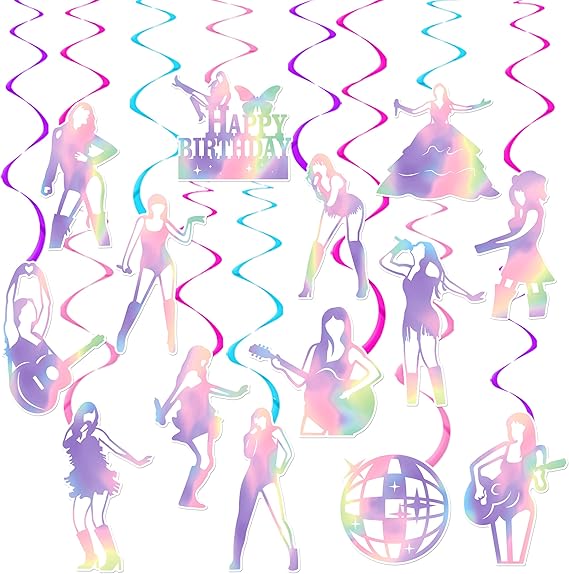 20pcs Singer Hanging Swirls Music Lover Birthday Party Decoration Popular Singer Themed Swirl Ceilings Hanging Streamers for Girls Pop Music Theme Party Baby Shower Supplies