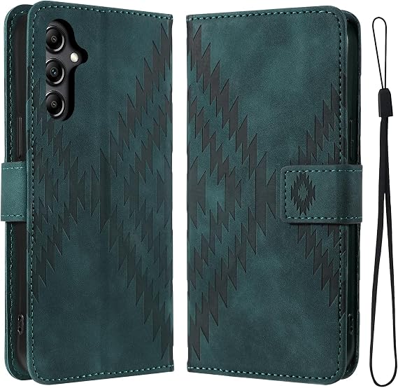 Samsung Galaxy A25 5G Case with Stand Function PU Mobile Phone Case Samsung A25 5G Case Scratch-Resistant and Drop-Proof Protective Case Bags for SM-A256E/DS Green