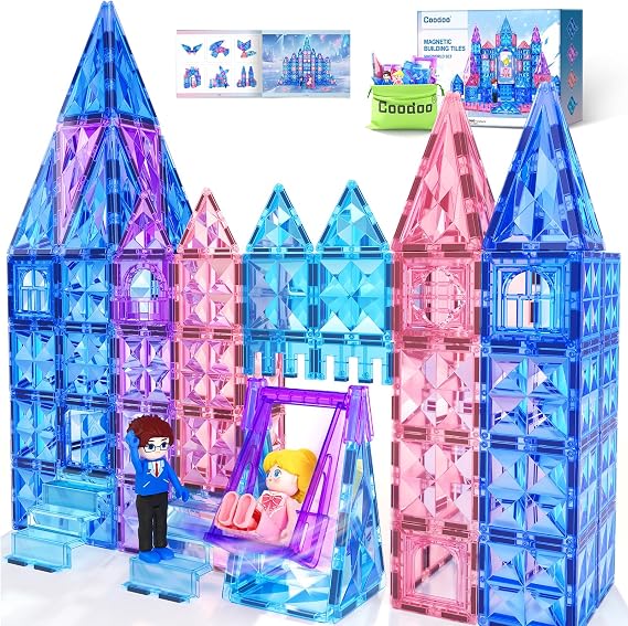 Diamond Magnetic Tiles Building Blocks-Princess Toys for Kids , Girl Gifts