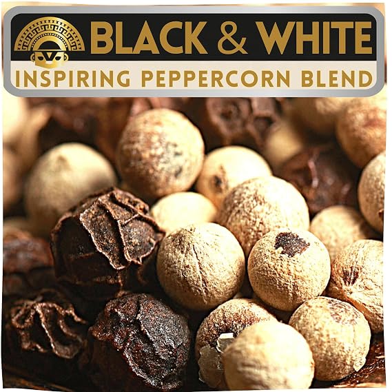 Black & White Peppercorns for Grinder Refill YUPANQUI MIGNONETTE, French Style Peppercorn Medley of White peppercorns whole Black pepper corns for grinder - Gourmet Peppercorn Blend for Pasta & Asian Cuisine 8oz