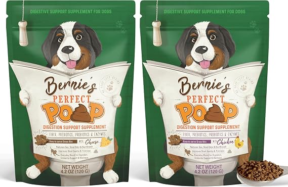 Bernie's Perfect Poop 4-in-1 Digestion Supplement, 2 Flavor Bundle, 4.2 oz | Digestive support for firm stools, diarrhea, constipation, gas and stool odor with fiber, prebiotics, probiotics and enzymes