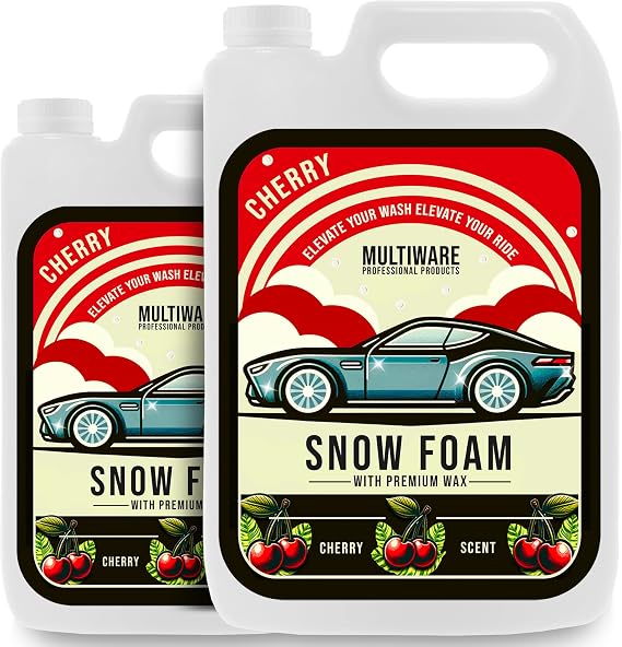 Car Snow Foam | Thick Car Shampoo | Dissolves All Dirt & Tough Stains | Streak Free Rinsing | Snow Foam For Car | Safe For All Finishes | Cherry Scent (10L)