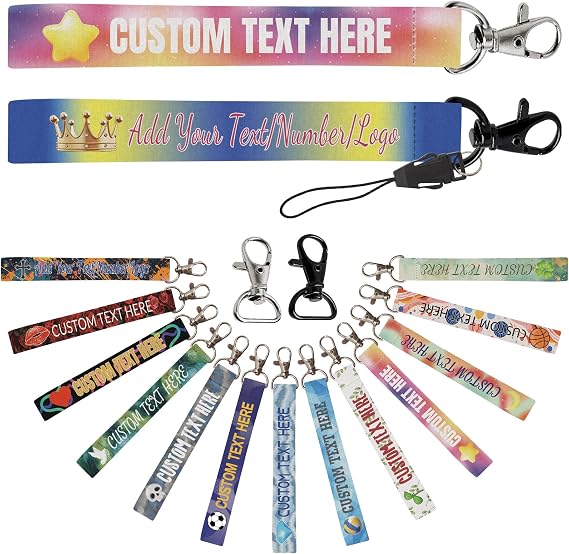 Personalized Wrist Lanyards for Keys | Custom Polyester Wristlet Keychain with Logo & Name, for ID Badge, Wallet - Bulk 1-2000 Pcs