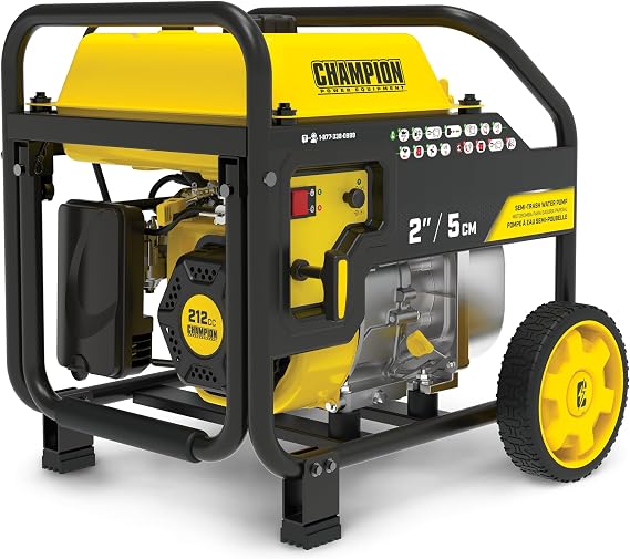 Champion Power Equipment 2-Inch Gas-Powered Semi-Trash Water Transfer Pump with Hose and Wheel Kit