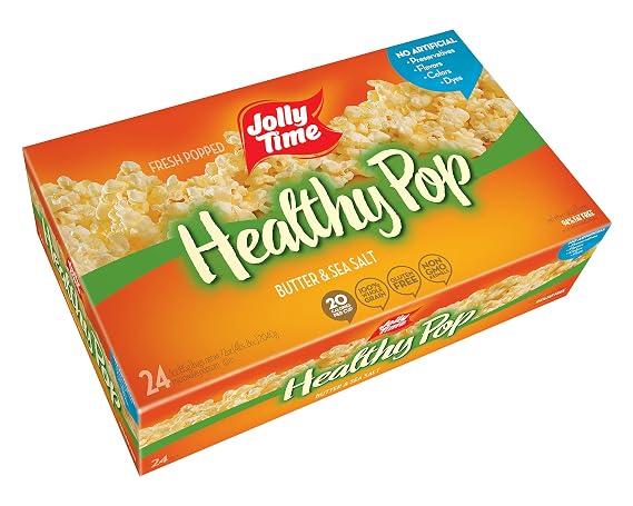 JOLLY TIME Healthy Pop Butter 94% Fat Free Microwave Popcorn, Bulk 24-Count Box