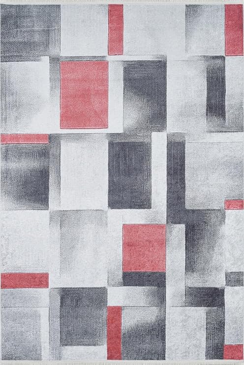 80x150 cm Mardan Kırmızı Modern Yün El Dokuma Modern Geometrik Etnik Eskitme Desenli Boho Oturma Odası Salon Yolluk Koridor Mutfak Halısı