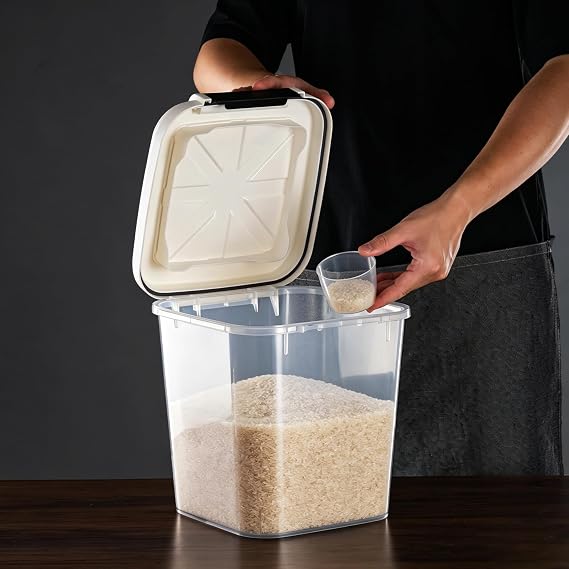 20-25 lbs Rice Container with measuring Cup - 11Qt/11L Large Airtight Food Storage Rice Dispenser for Cereal Flour - BPA-Free PET for Kitchen Pantry Organization(25lbs)