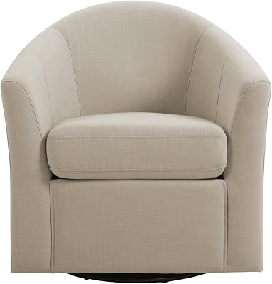 Lumibee Linen Armchair Swivel Barrel Accent Chairs for Living Room 1-Piece - Brown