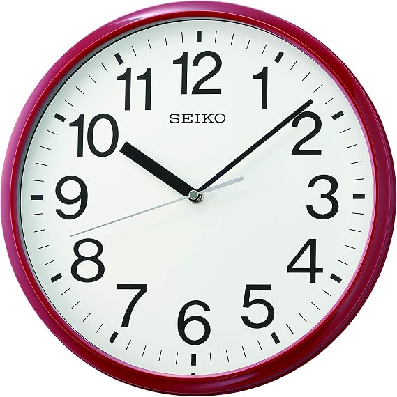 SEIKO QXA756RLH Office Wall Clock, Red, 12 Inch
