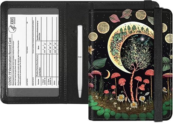 Rossy Passport and Vaccine Card Holder Combo, Passport Holder with CDC Vaccination Card Slot PU Leather RFID Blocking Wallet Travel Documents Organizer Protector Cover for Women Men,Art Moon Stars